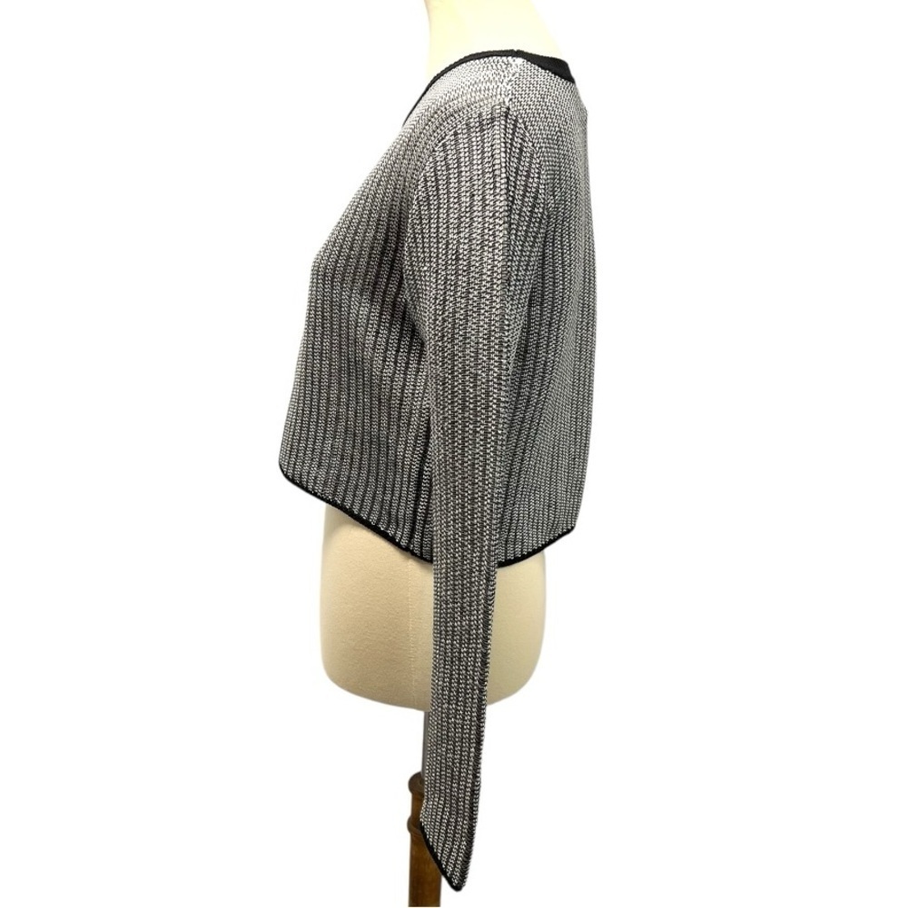 Alexander Wang Black & White Vinyl Technical Tweed Long Sleeve Crop Top Women S - Picture 5 of 14